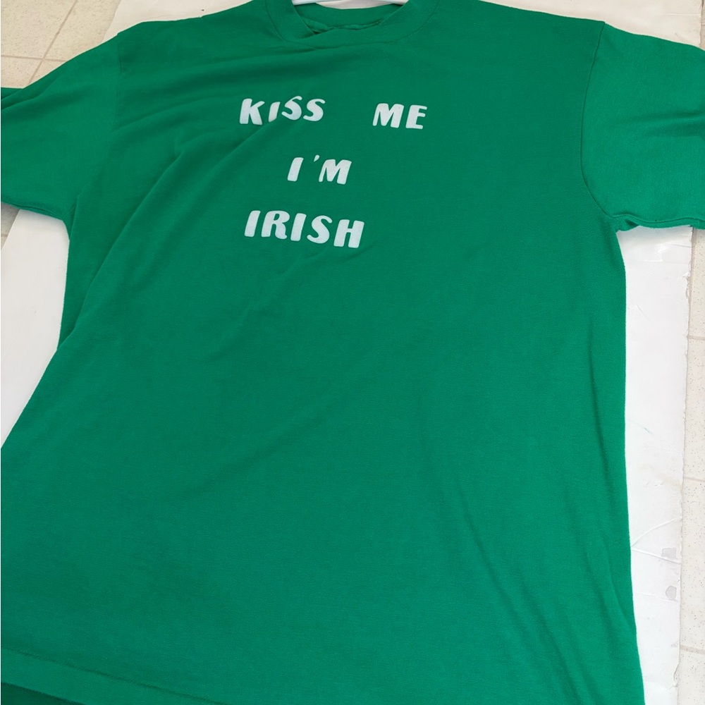 Vintage Hanes Green 'Kiss Me I'm Irish' Men's Tee Hanes 50/50 st.patricks XL